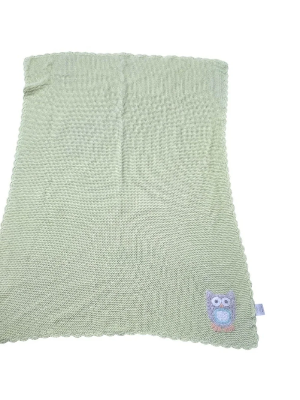 Koala Baby Owl Knit Baby Blanket Green Cotton Crochet Trim Nursery